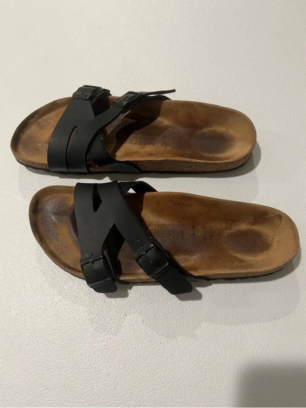 BIRKENSTOCK Black Double Strap Slide Sandals 11Womens 9 Men’s
